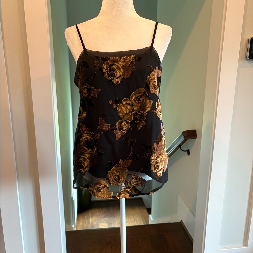 Gentle Fawn Floral Black and Gold Women's Lined Tank Top